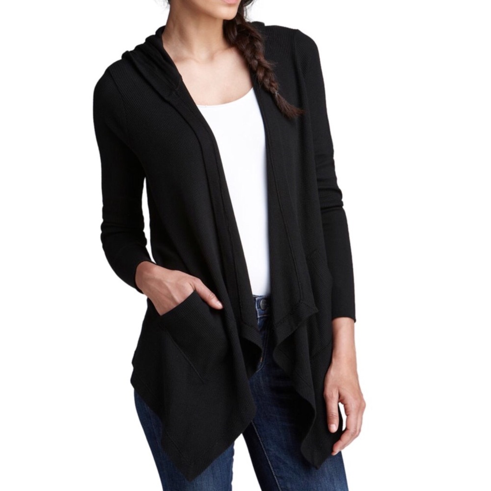 Splendid | Draped Waffle Knit Thermal Hoodie Small